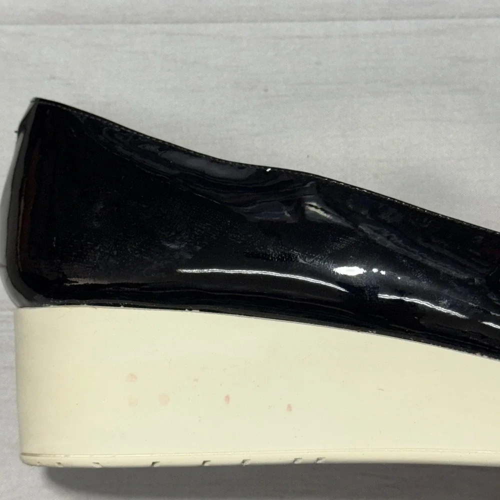 Robert Clergerie Wedge Sandals Women 41.5 US 11 Black Patent Leather France